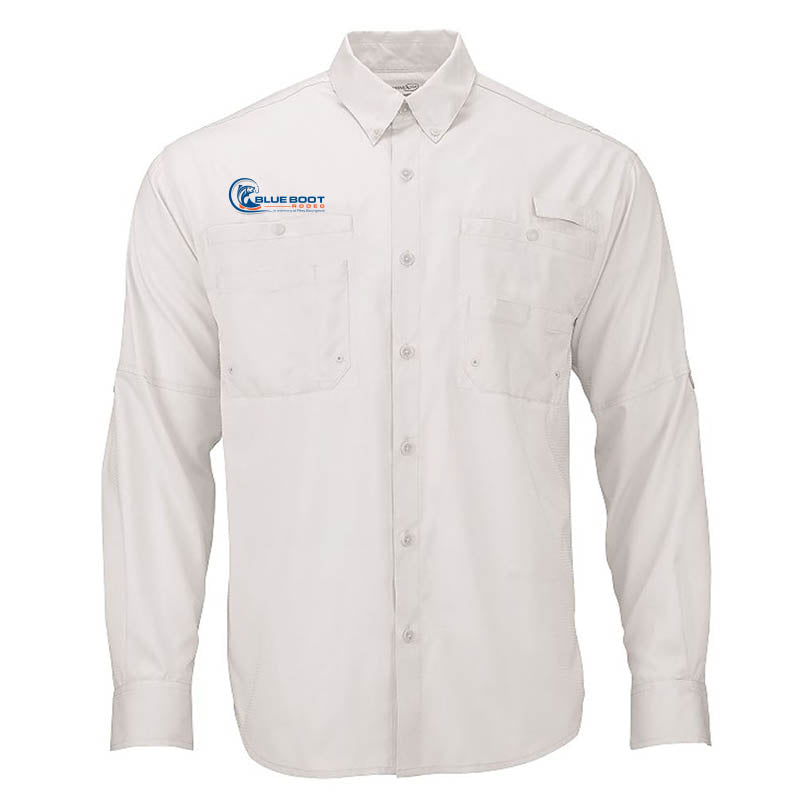 White Long Sleeve Button Down Fishing Shirt 3XL