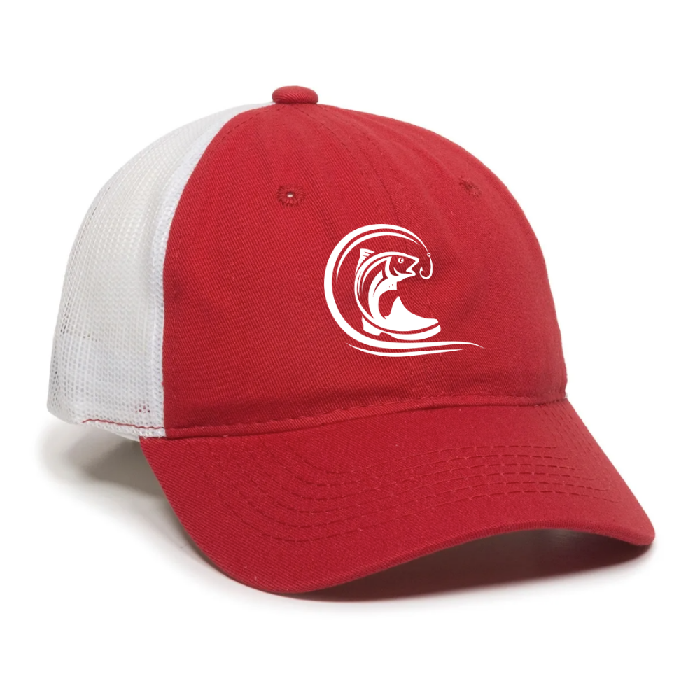 Red/White Unstructured Mesh Back Hat