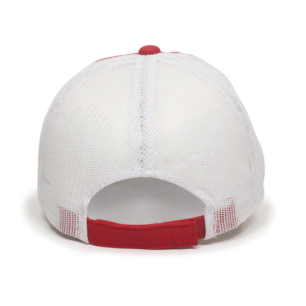 Red/White Unstructured Mesh Back Hat
