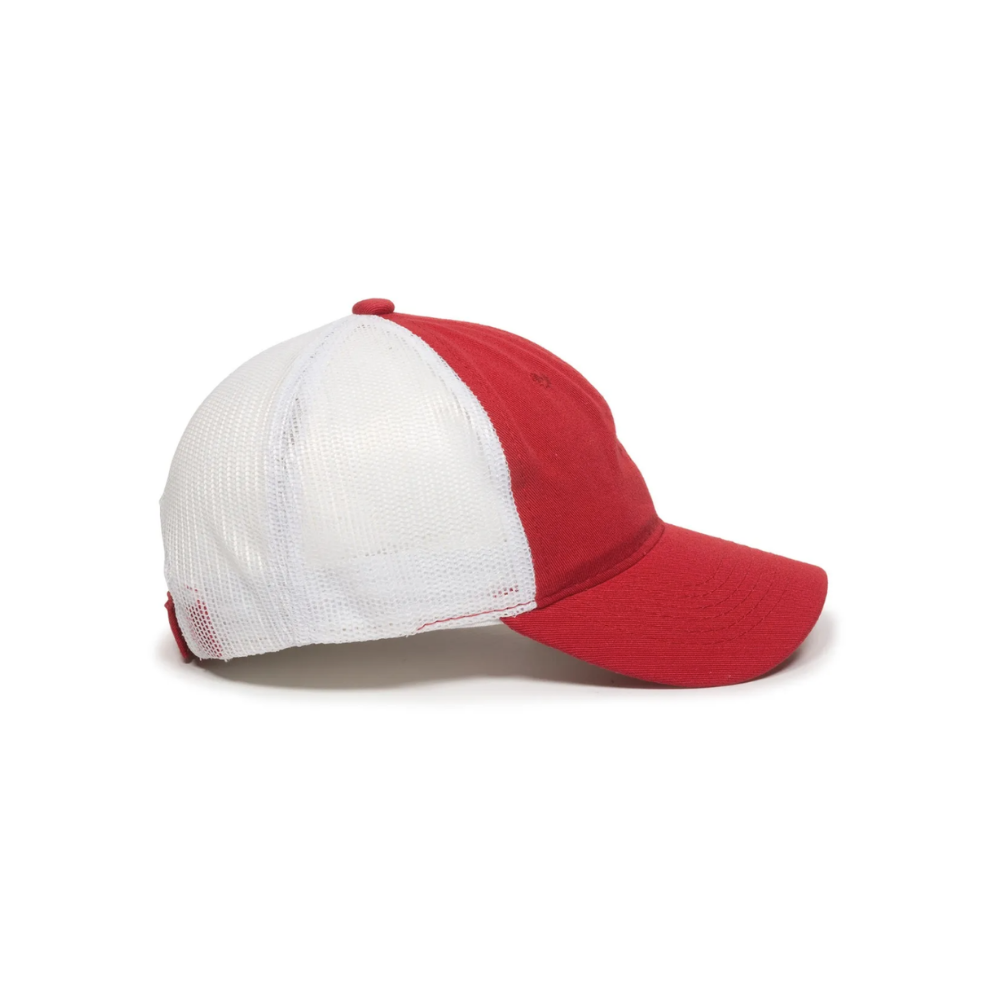 Red/White Unstructured Mesh Back Hat