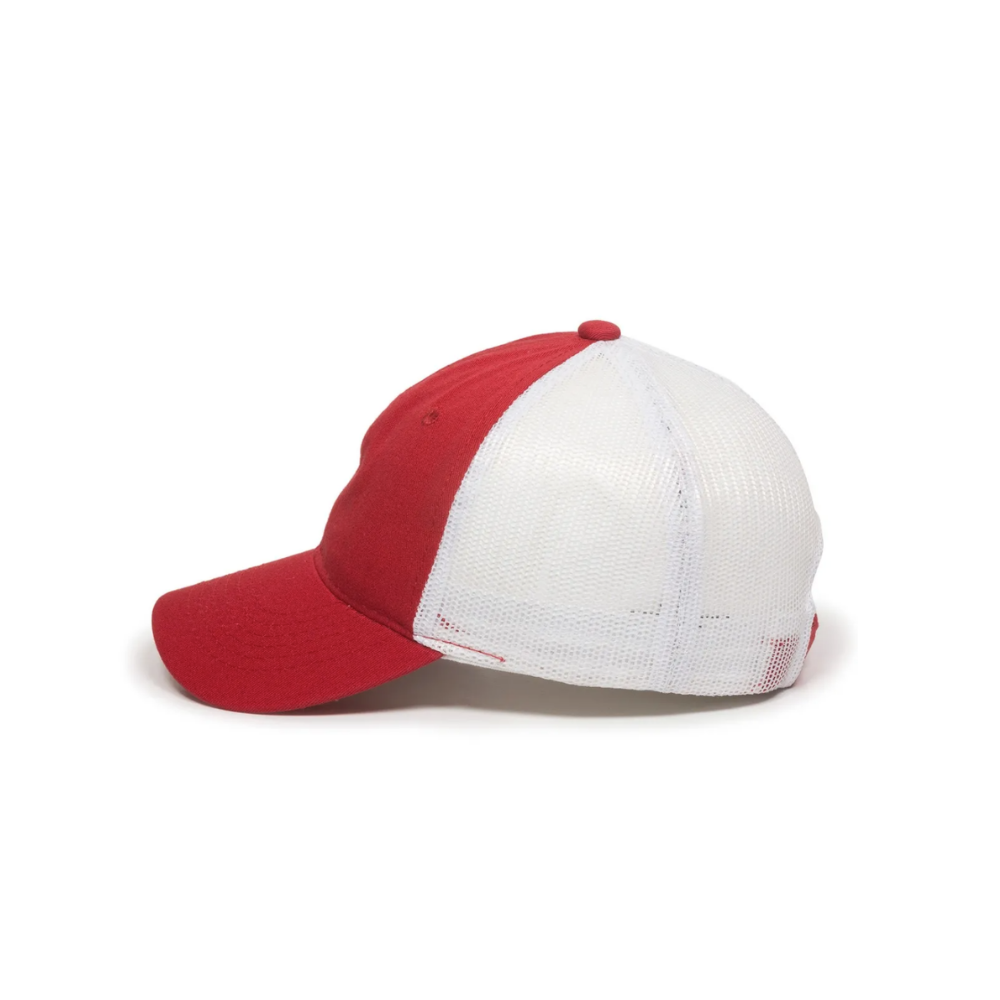 Red/White Unstructured Mesh Back Hat