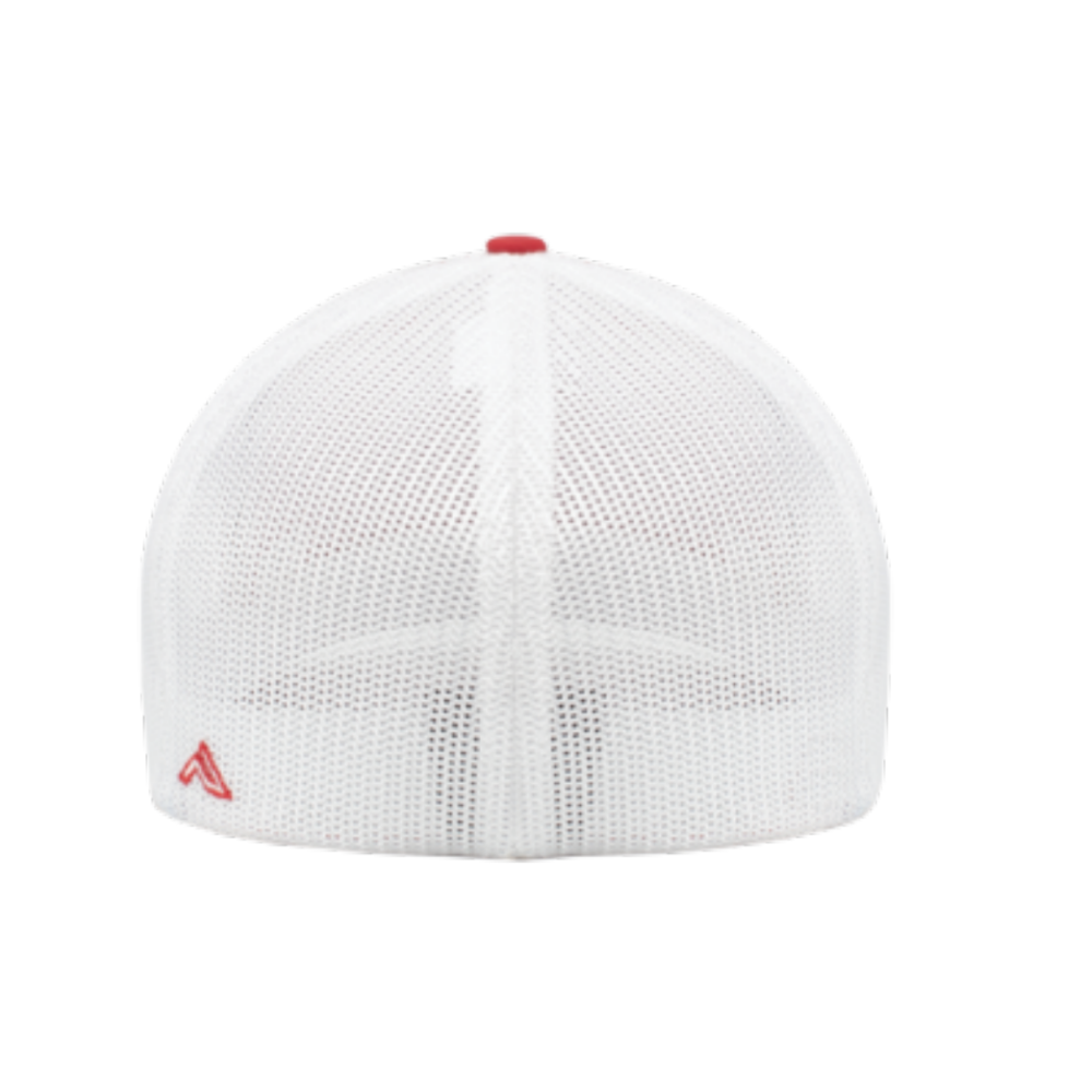 Red/White Mesh Fitted Structured Trucker Cap