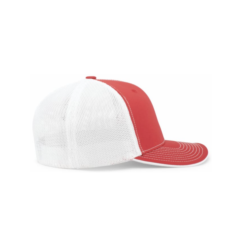 Red/White Mesh Fitted Structured Trucker Cap