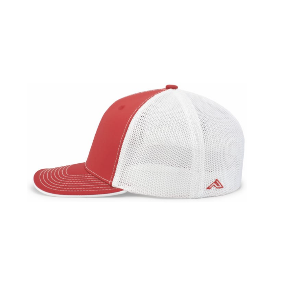 Red/White Mesh Fitted Structured Trucker Cap