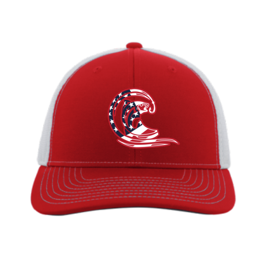 Red/White Mesh Structured Trucker Hat