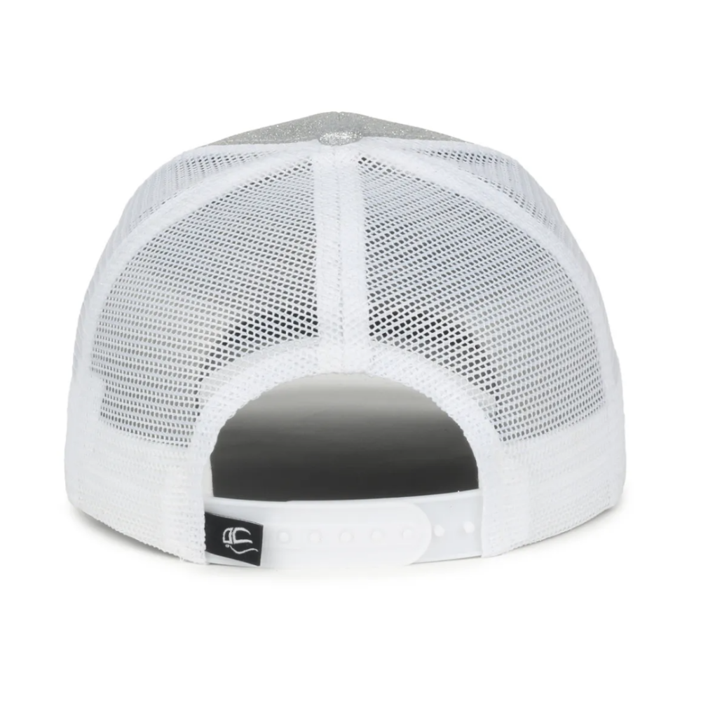 Women's Silver Glitter/White Structured Mesh Back Hat Foundation