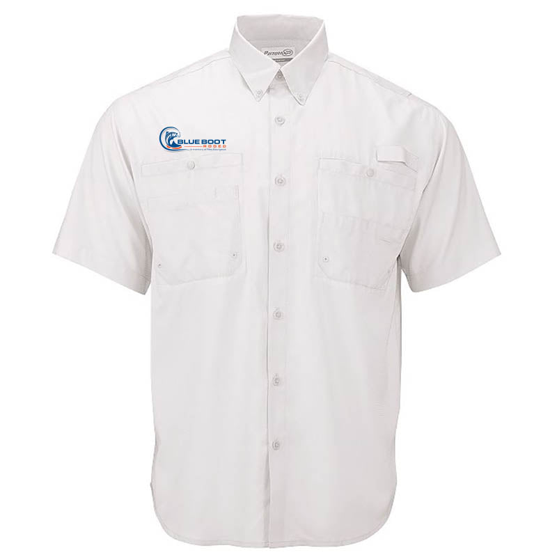 White Short Sleeve Button Down Fishing Shirt
