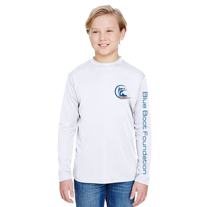 Youth White Long Sleeve Shirt - Dry Fit