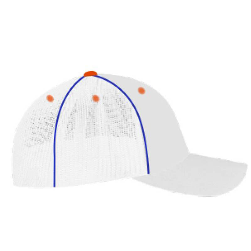 White Structured Hat with Blue Boot Accents Xs