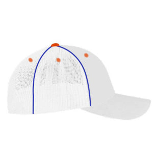 White Structured Hat with Blue Boot Accents