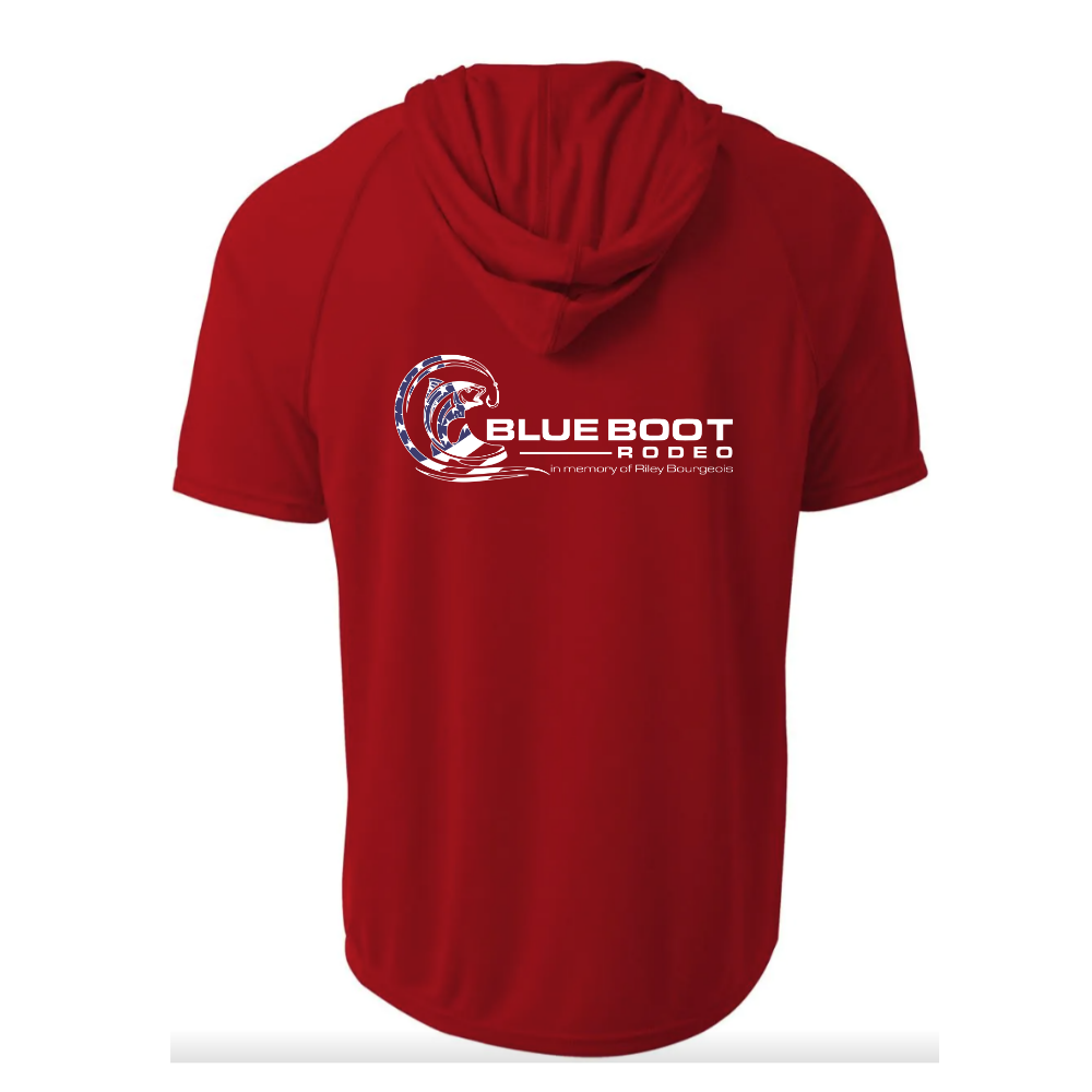 Youth Red Short Sleeve Hoodie Dri-Fit Shirt