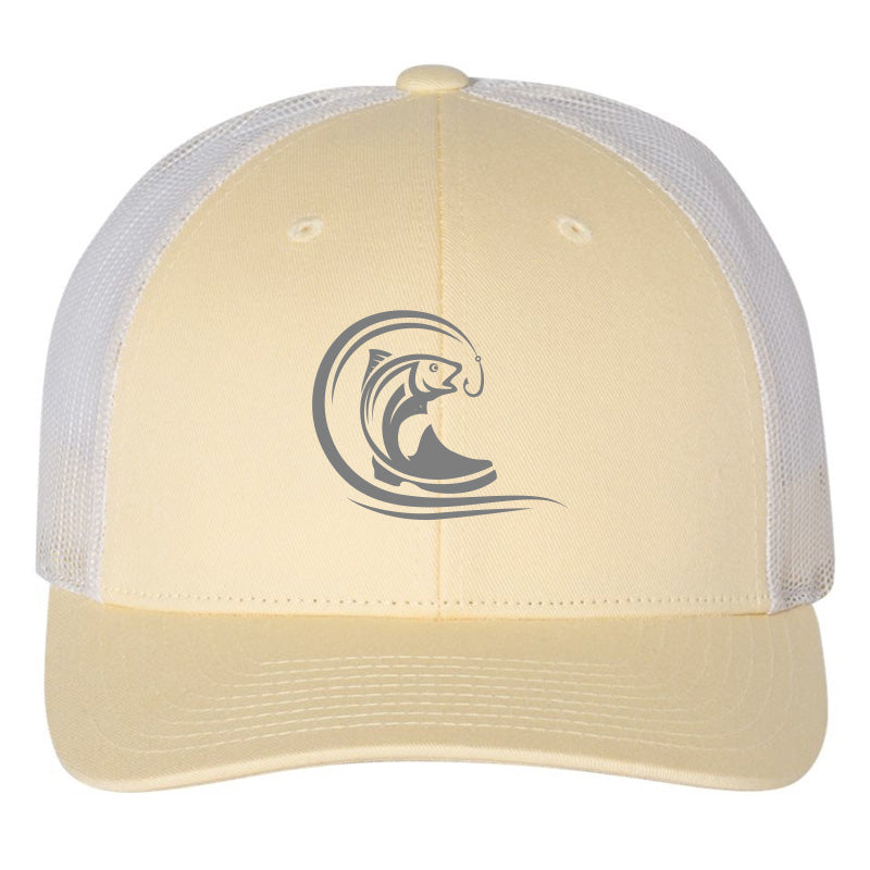 Yellow and White Structured Mesh Back Hat