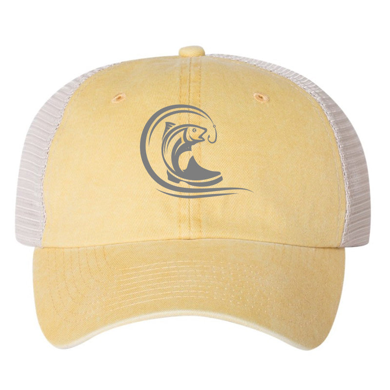 Yellow Unstructured Mesh Back Hat