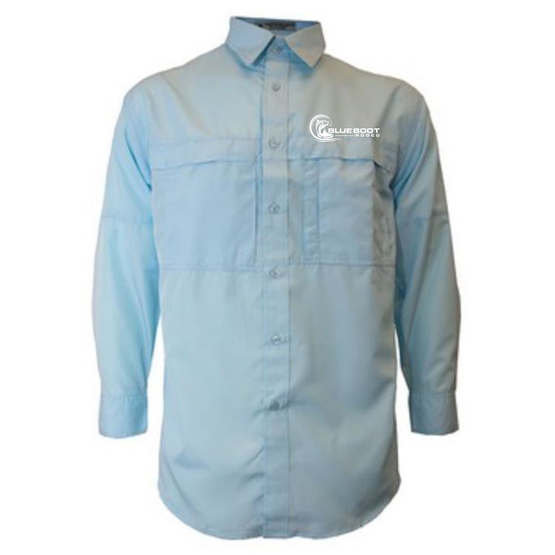 Sky Blue Long Sleeve Button Down Fishing Shirt